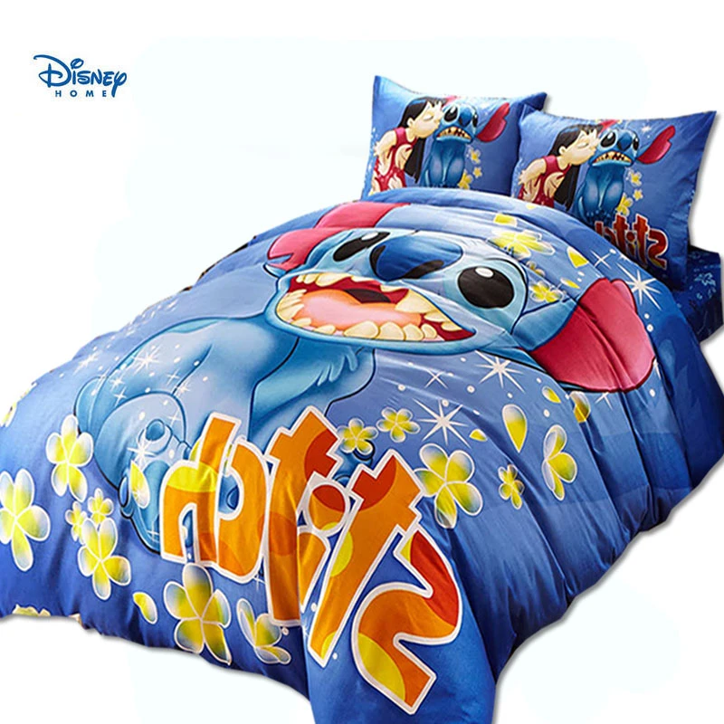 Blue Disney Lilo Stitch Comforter Bedding Set Single Twin Full Queen King Size Boy Children Cotton Sheet Set Cartoon Duvet Cover Bedding Sets Aliexpress