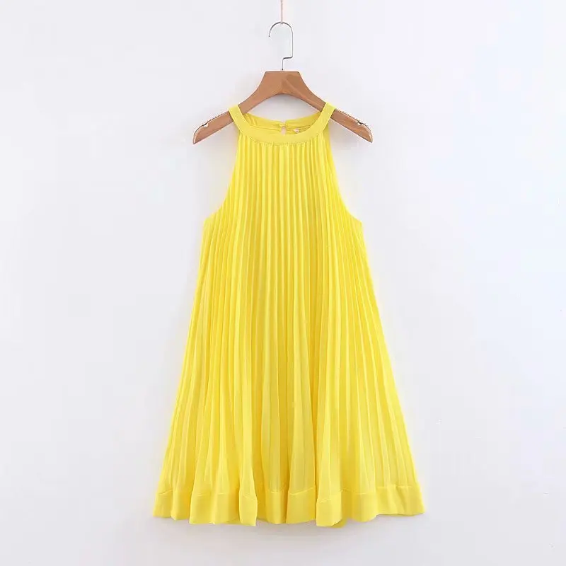 

Women popular XQ8-55-9321 European and American fashionable small pleated Sling Dress