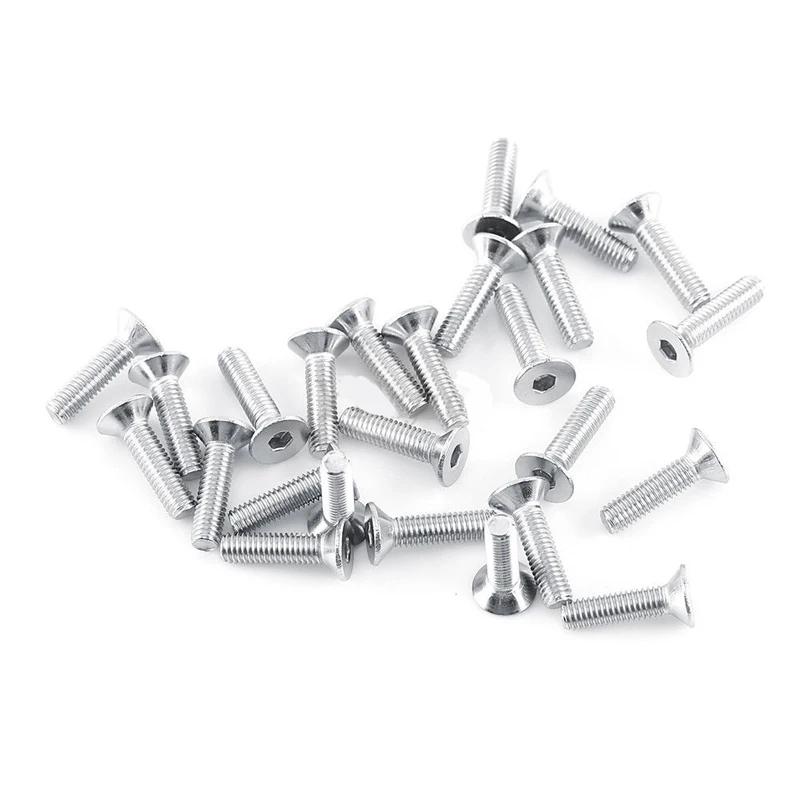 250pc / set Acero inoxidable A2 M3 Tapa / Botón / Tornillos de cabeza plana Juegos Tornillo de cabeza hexagonal con kit de surtido de tuercas hexagonales Mayitr