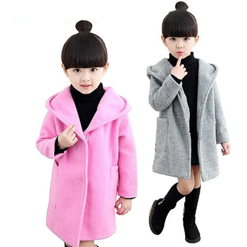 

2018 Girls Jacket girls Trench Coat Autumn Children Long Coat Kids Girls Solid Jackets and Coats Teenage Girls Outwear