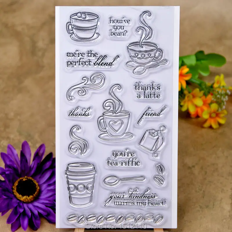 

Coffee thanks a latte Scrapbook DIY photo cards account rubber stamp clear stamp transparent stamp 10x20cm KW692433
