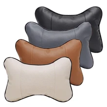 2017Car-Styling 1PC Artificial Leather Seat Supports Car Headrest Soft Pillow for Neck Auto Safety Seat JUN16