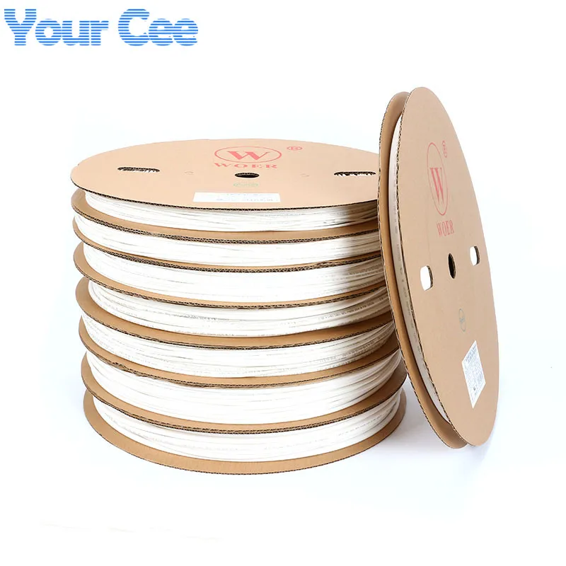 A Roll 100m 2 1 Sleeving Hot Heat Cable Protection Heating Tubing Heat Shrink Tube White