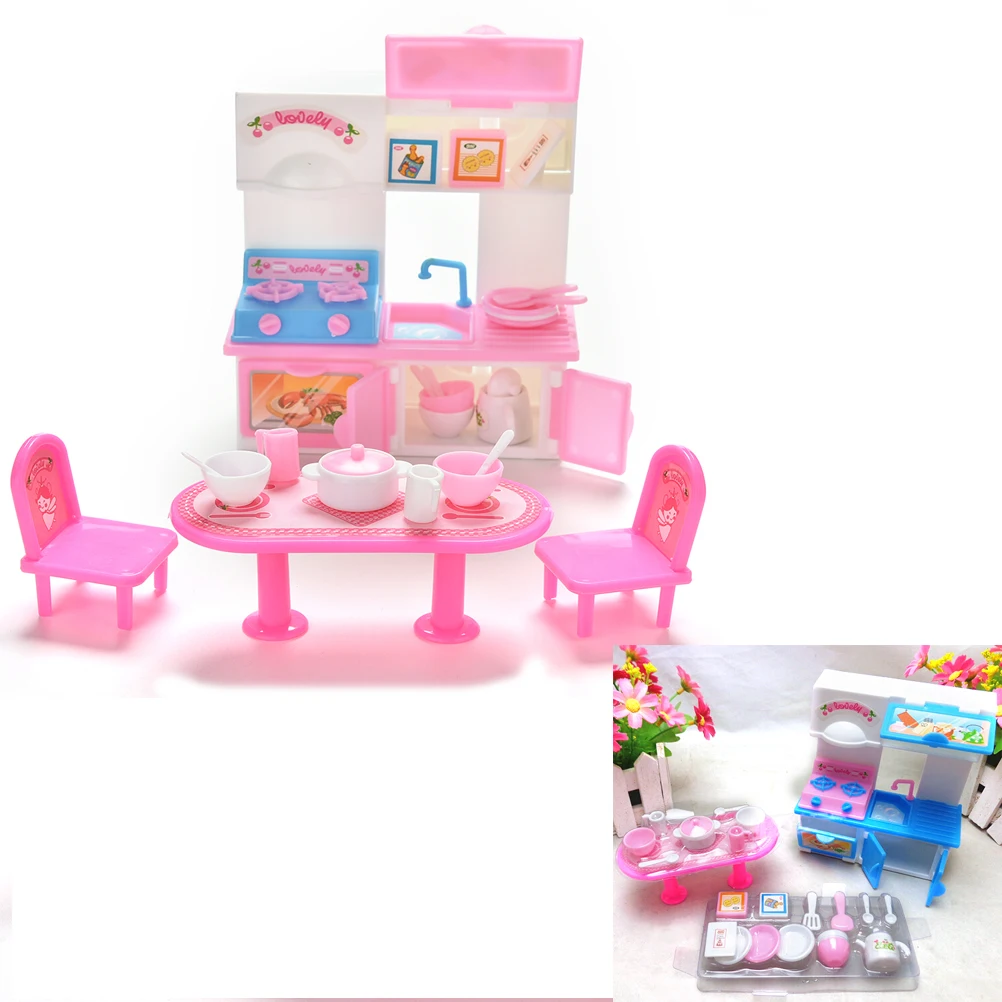 20 шт./компл. Творческий Кухонные принадлежности обеденные столы шкаф раковина для девочек мягкого плюша; аксессуары для куклы игрушки для кукольного домика