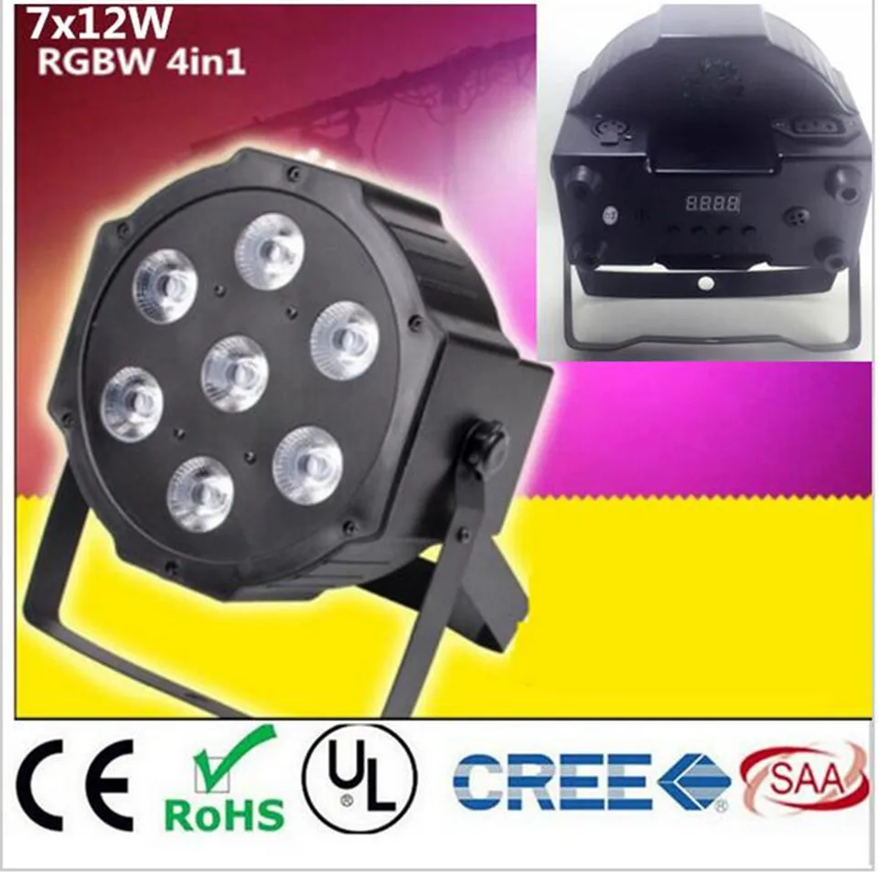 

CREE RGBW 7x12W LED Flat SlimPar Quad Light 4in1 LED DJ Wash Light Stage dmx light lamp 4/8 channes