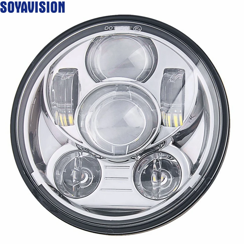Chrome 7" Round For Motor LED Projection Motor Headlight for
