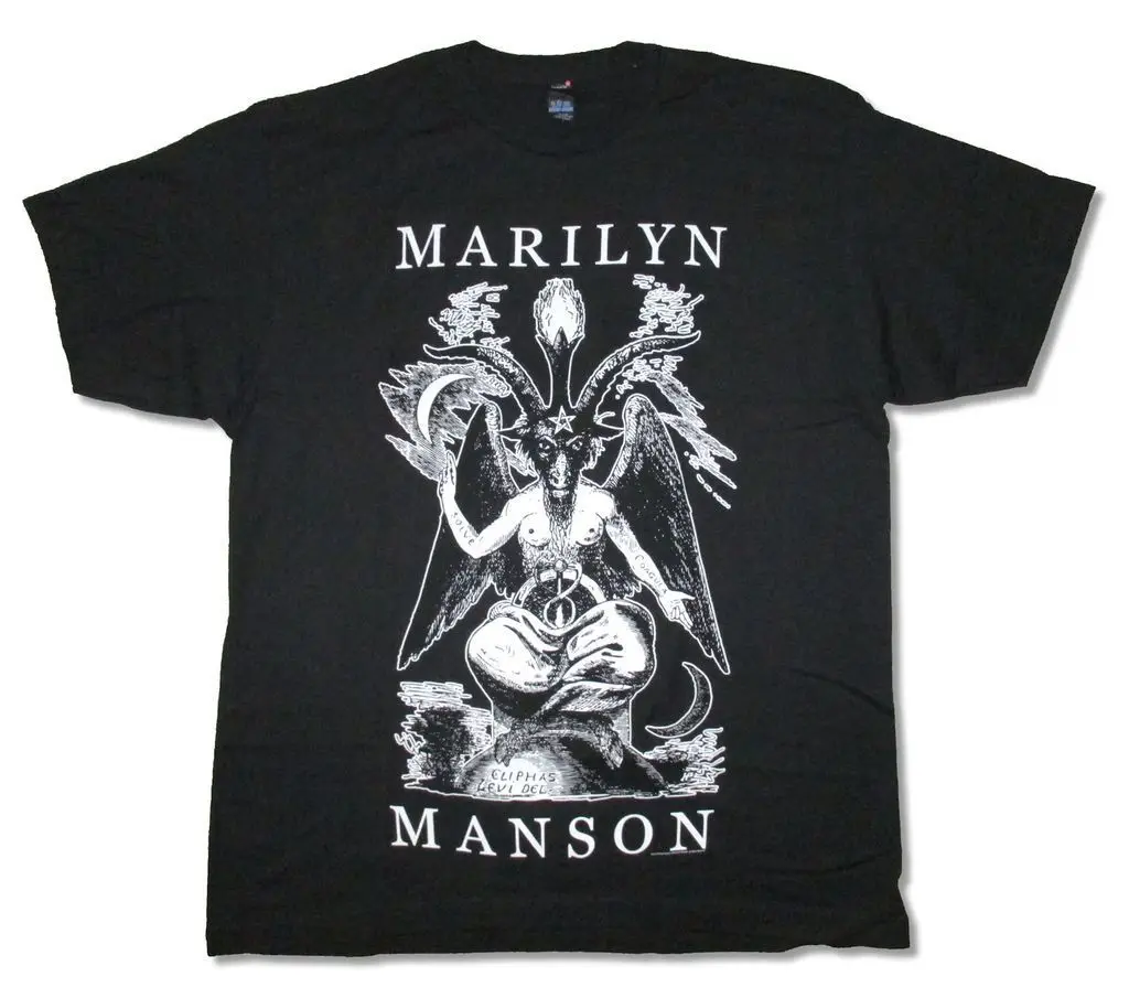 

Marilyn Manson Bigger Than Satan Baphomet Eliphas Black T Shirt New Official Print T Shirt Men Brand Clothing