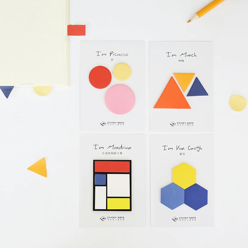 

60sheet Creative Colorful Geometry Sticky Notes Geometric Adhesive Memo Pad School Supply Planner Sticker Paper Bookmark