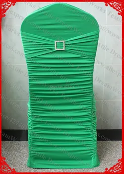 

NO.30 Green Ruffled Lycra Chair Covers With Lycra Band/Sash And Square Diamond Buckle&Pin For Wedding Banquet Home Decoration
