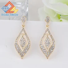Statement Korean Brides Jewelry Crystal Rhinestones Earring Elegant Long Drop Bridal Wedding Earrings For Women gulicx zircons elegant drop aaa cubic zirconia long big crystal bridal earring for wedding jewelry