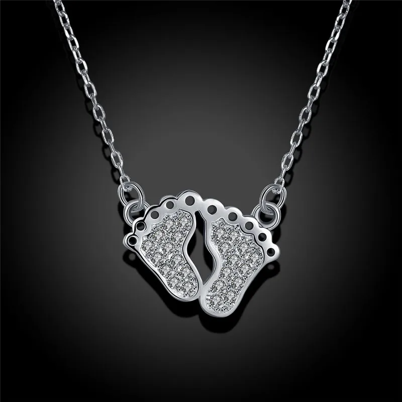 DODO Unique Small Footprints Inlaid Australian Crystal Necklaces & Pendants 925 Sterling Silver Link Chain Fashion Jewelry SN50 (6)