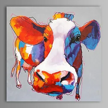 

Handpainted Cow Oil Paintings Wall Picture Animal Oil Painting on Canvas Abstract Cow Wall Art Paint for Home Decoration