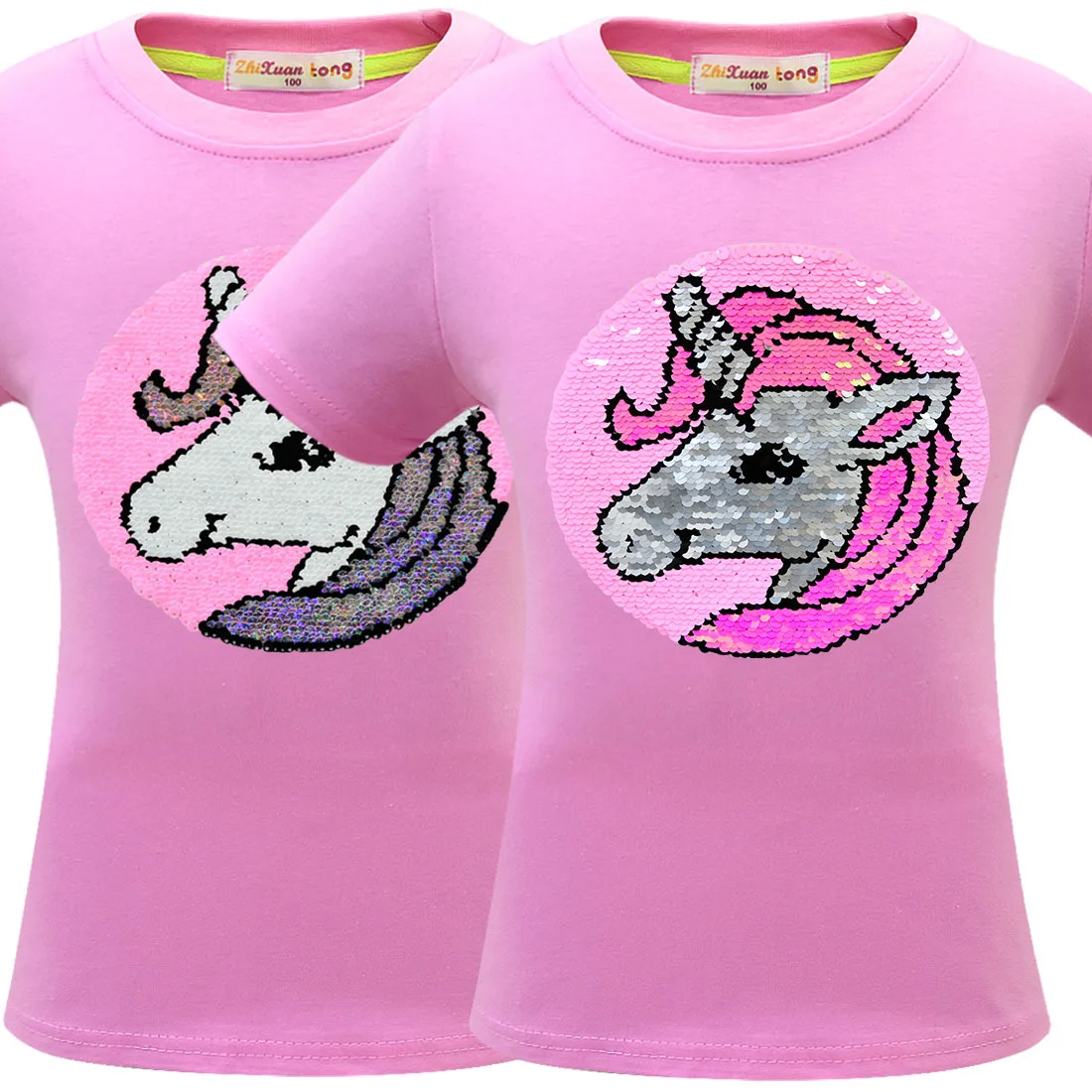 Милая футболка с единорогом; детская футболка для девочек с надписью и блестками; Детская летняя одежда для активного отдыха «Капитан Америка» для девочек