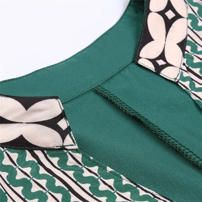 New Fashion Women Summer Sexy V-Neck Short Sleeve Folk-Custom Print Vintage Dress Elegant Ladies Casual Party Vestidos #4R09   (24)