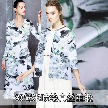 

114cm heavy silk fabric 30mm silk heavy satin fabric luxury glossy cheongsam suit silk fabric material wholesale silk cloth