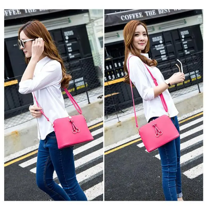 Популярные Простые Модные корейские женские сумки на плечо кожаные однотонные сумки на двойной молнии женская сумка для девочек BVN66