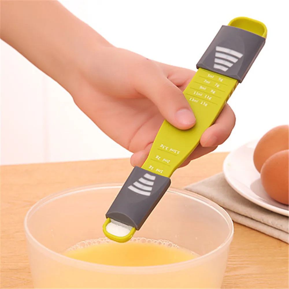 

Professional Measure Spoon Double head Nine Grid Adjustable Scale Measuring Spoon Metering SpoonS Cook Kitchen Tool Accessories