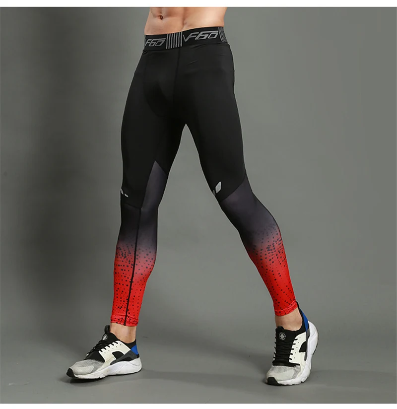

Men's Compression Leggings Splice Gradient Printing Running Sports Gym Fitness Male Crossfit Tight Pants capris Sweatpants Pants