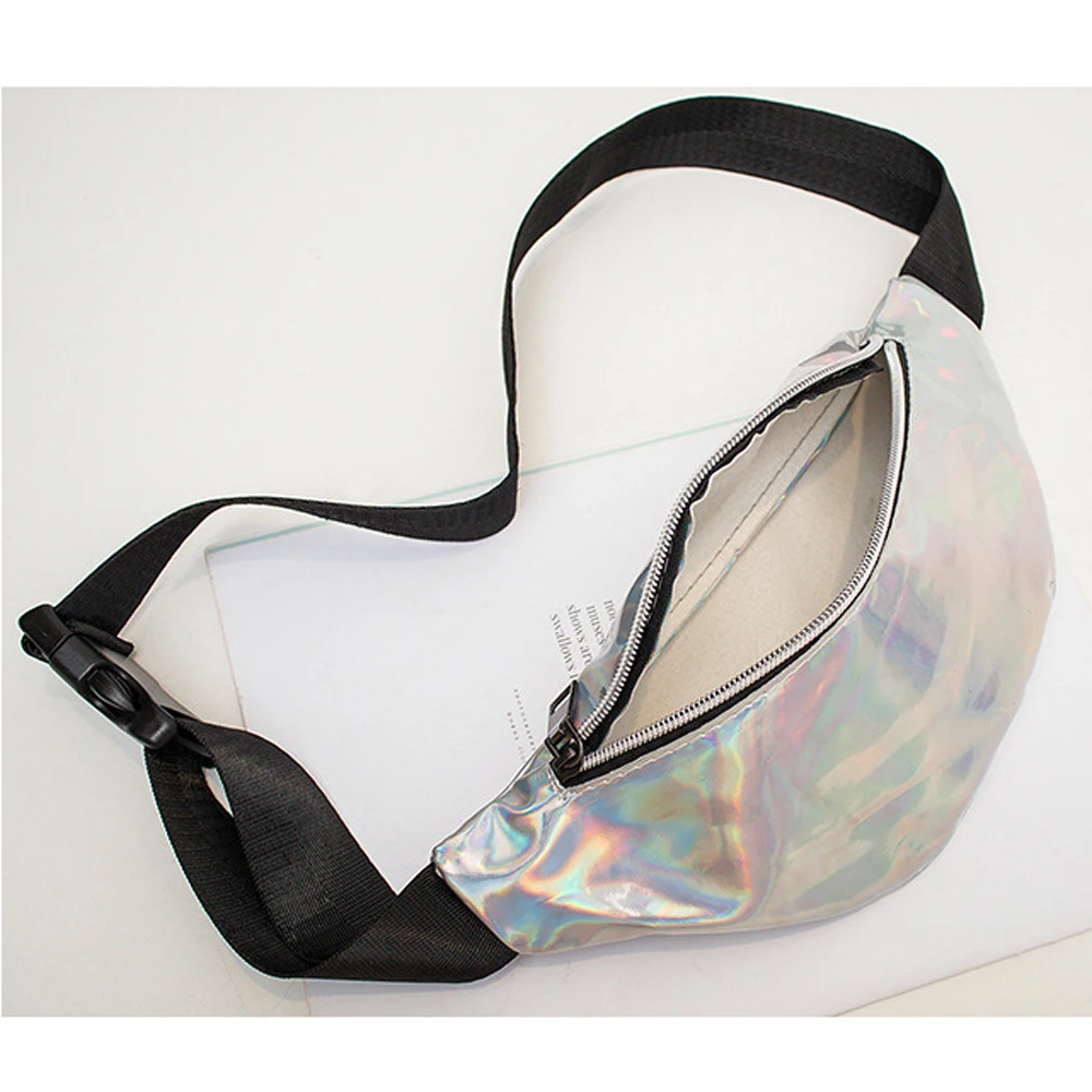 Женская поясная сумка в стиле хип-хоп из искусственной кожи с лазерным лазером, поясная сумка для отдыха и путешествий, нагрудная сумка