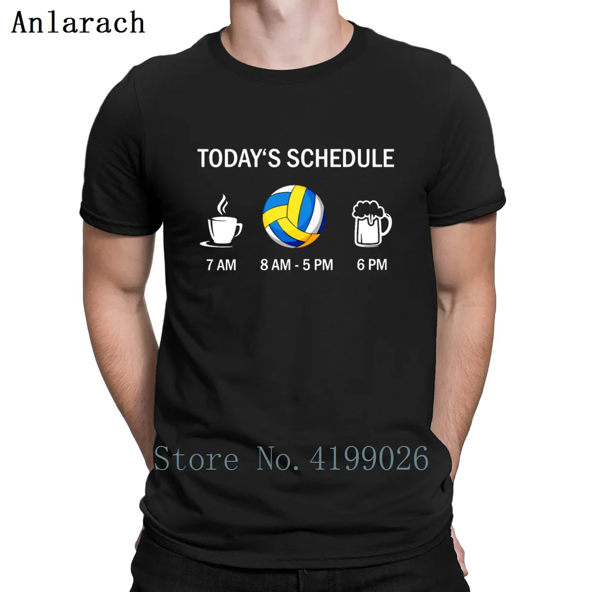 cheap Today #039;s Schedule Coffee And Volleyball And Beer T Shirt Creative Summer Novelty Black Shirt Slim Fit Tee Tops Size S 3xl Trendy
