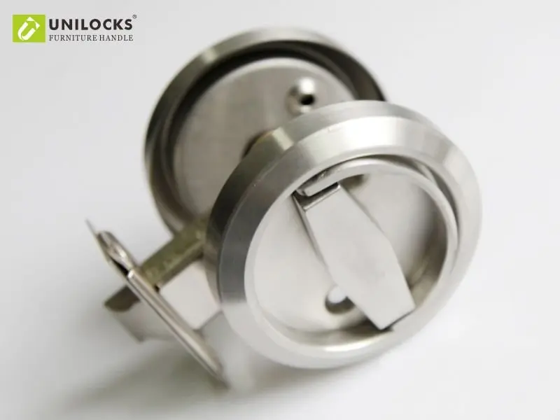 UNILOCKS Stainless Steel Low Profile Hidden Passage Door Lock with Fire Hydrant Ring Pull Handle (Non-American Standard) image 2