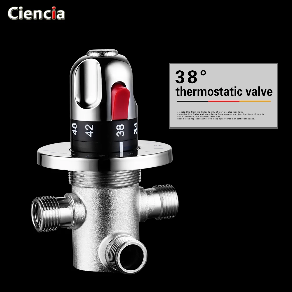 Ciencia Brass 3-way thermostatic mixing valve G 1/2 male thread deck mounted Solar thermostatic valve pipeline
