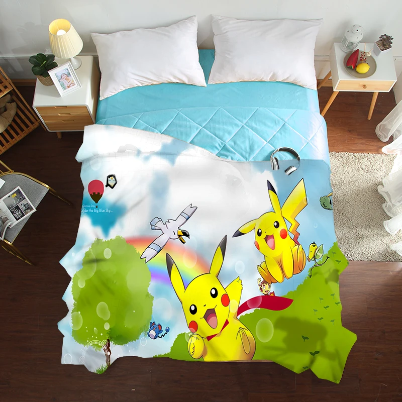 

3D Summer Quilt Air conditioner Thin Comforter bed Cover Pokemon Pikachu Blanket Home Texile for Bed Hot Sale