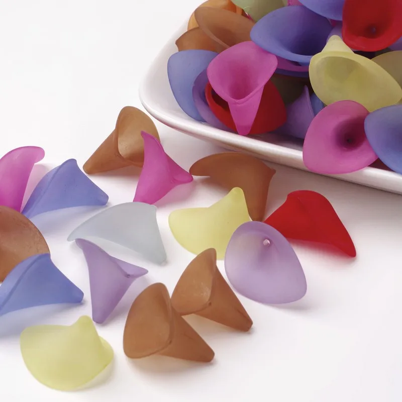 

Mixed Color Frosted Flower Acrylic Spacer Bead Cap for Jewelry Making DIY Bracelet Necklace 21x19mm Hole: 1mm about 800pcs/500g