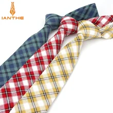 Фирменная Новинка Для Мужчин's Винтаж хлопок плед узкий галстуков для человека Красный Проверьте свадебное платье костюмы Тонкий Галстук Классический узкий галстук