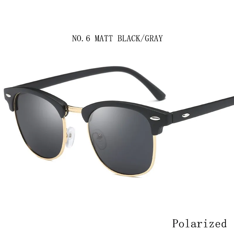 Новая мода полу поляризованные солнцезащитные очки без оправы Для мужчин Для женщин Брендовая Дизайнерская обувь полукадр солнцезащитные очки Классические Óculos De Sol UV400 - Цвет линз: C6