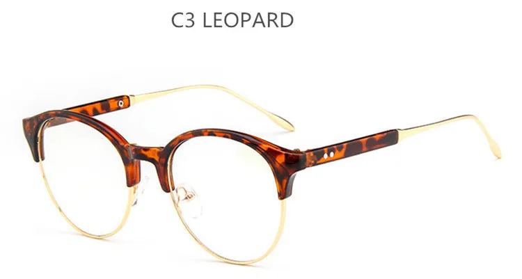 Высокое качество, кошачий глаз, ретро очки, оправа, металлическая полуоправа, очки, оправа, мужские трендовые близорукие очки, оправа, Oculos De Sol Feminino - Цвет оправы: C3 Leopard