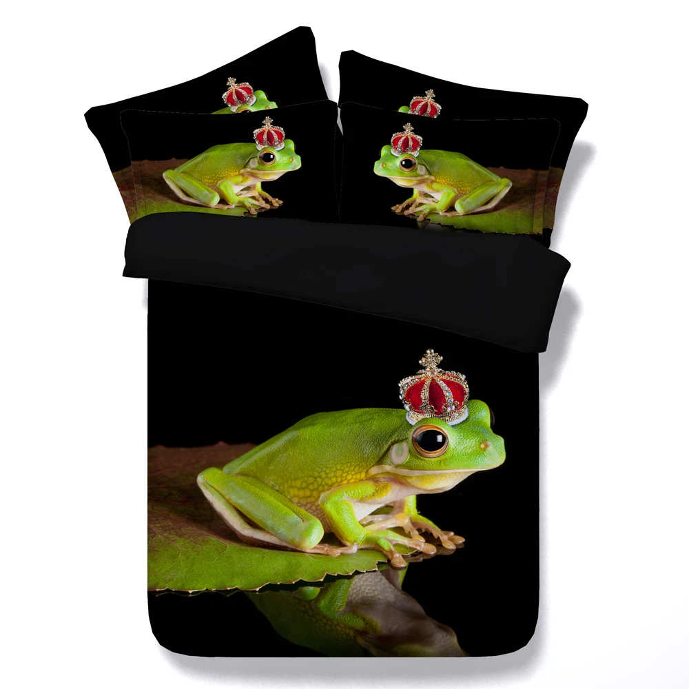 

vivid frog bed linens black 3d animals print duvet cover queen twin sizes bedding sets girls kids 3/4pc full cal king coverlet