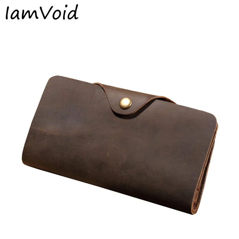 

IamVoid Men's classical vintage leather wallet Raw Natural Crazy Horse Cowhide Genuine Leather Purse for Men Card Holder Wallet