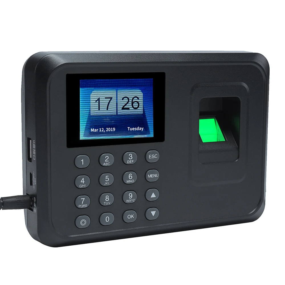 Интеллектуальный биометрический отпечаток пальца машина для регистрации паролей работник проверка-в рекордер 2," TFT ЖК-экран DC 5 V Время часы