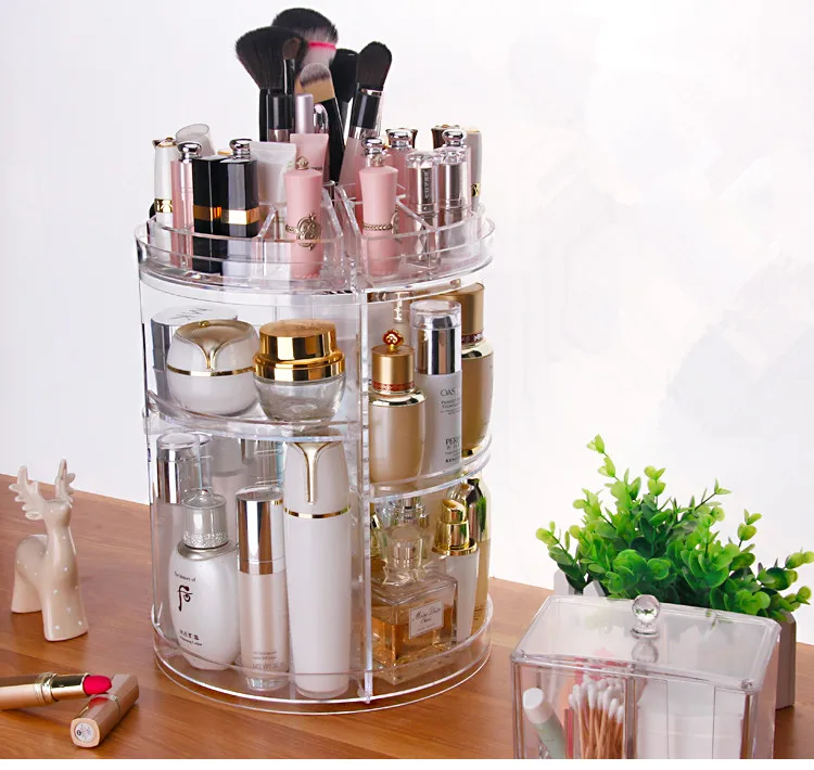 360 degree rotation Crystal Acrylic Cosmetic Cosmetic Organizer Crystal