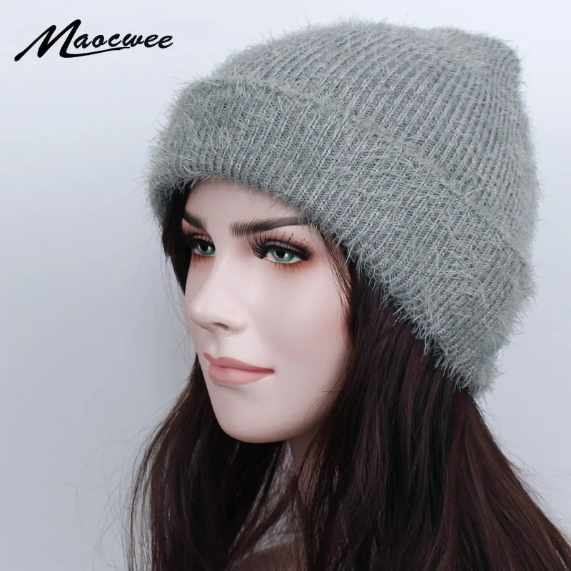 Winter Women Skullies Wool Knitted Hat Beanies Cap Casual Solid Color