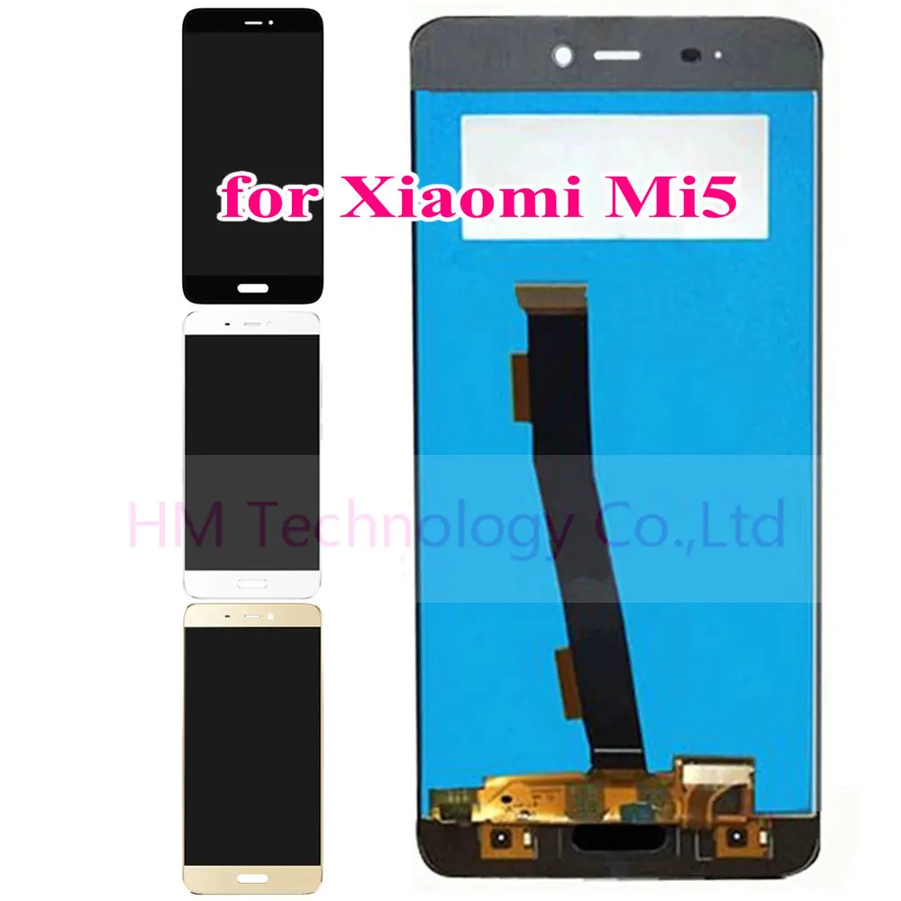 Black White Gold LCD Display Touch Screen Digitizer Glass Sensor for Xiaomi 5 Mi5 M5 Replacement