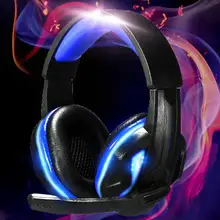 3,5 мм стерео проводные Игровые наушники светодиодный свет над ухом глубокий бас Игровые наушники с микрофоном для компьютера ПК ноутбука