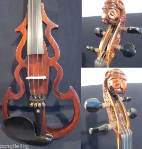 

Streamline carved animal scroll 4strings 4/4 electric violin,solid wood