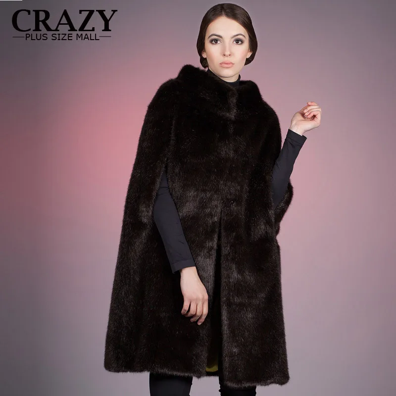 Brand New 2018 Plus Size Women Clothing 4XL 5XL Winter Black White Luxury Artificial Mink Fur Coat For Ladies Faux Fur Coats white artificial fur duster coat
