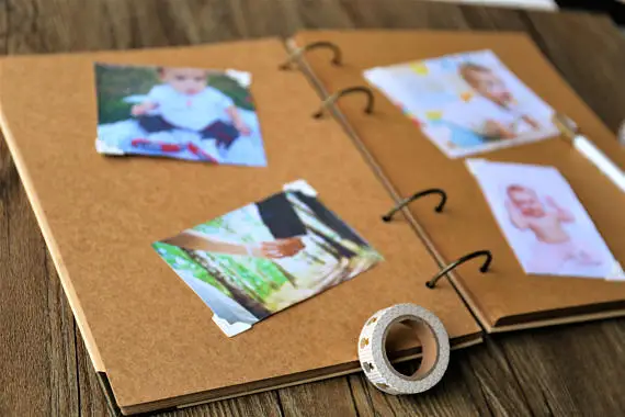Custom A4 Vertical Wedding Scrapbook Ring Binder Kraft Photo Album