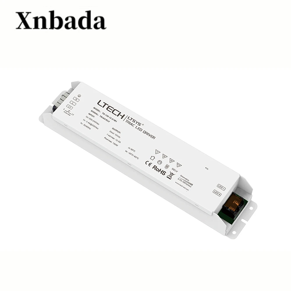 

LTECH TD-150-12-E1M1 intelligent led Driver Output 150W 12VDC constant voltage CV Triac Dimmable LED Driver Triac Push Dim