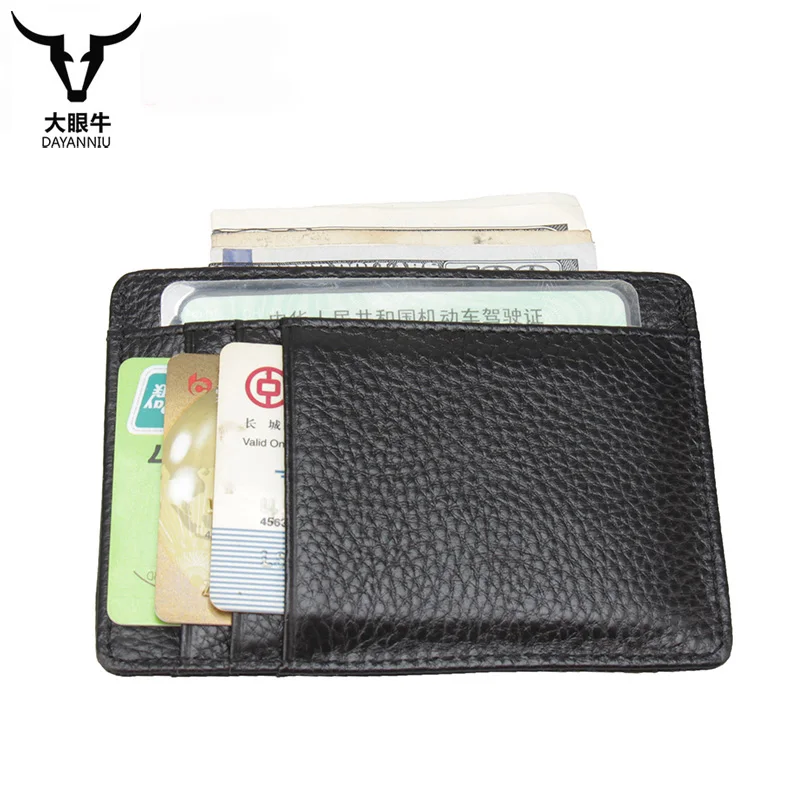 

Genuine Leather Portable Card Holder mens black Card Case Credit Multi Card Slot Thin Card Organizer (Customization available)
