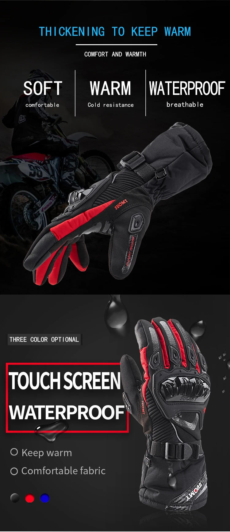 Мотоциклетные Перчатки мужские с сенсорным экраном зимние теплые водонепроницаемые ветрозащитные перчатки Guantes Moto Luvas Motosiklet Eldiveni