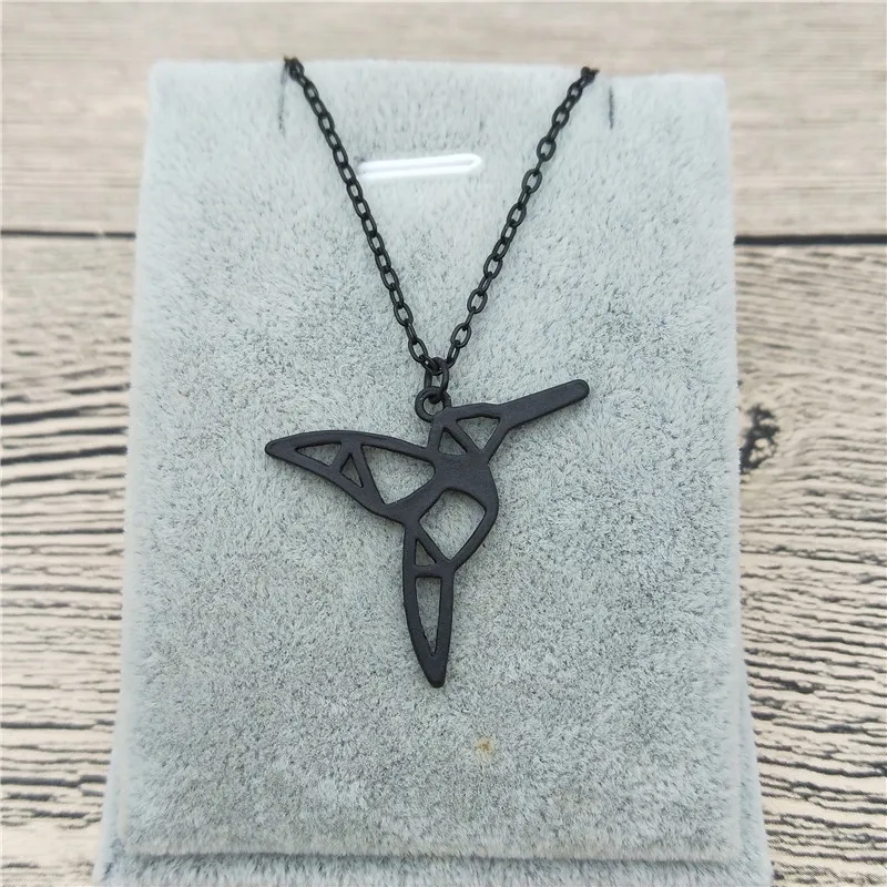 New Origami Hummingbird Necklace Bird Jewelry Animal Necklace Geometric Necklace Wild Animal