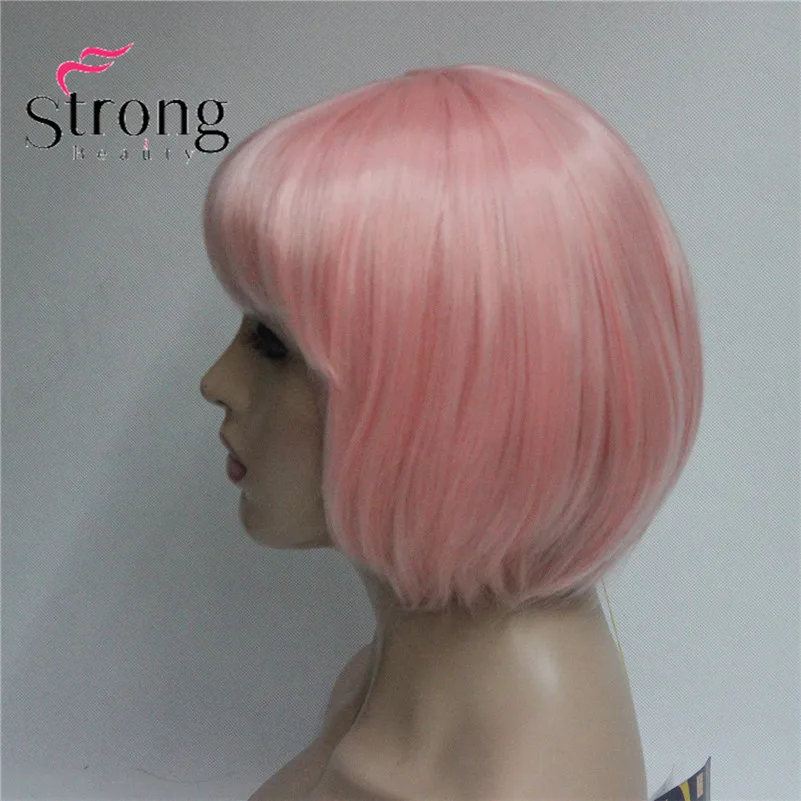StrongBeauty Короткие Розовые Боб, точка часть косплей вечерние полный синтетический парик выбор цвета