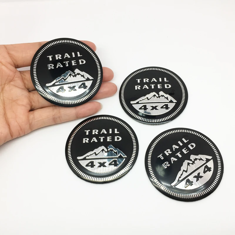 

Trail Rated 4X4 logo For Jeep Wrangler Renegade Grand Cherokee Compass Patriot Liberty Car Styling Wheel Center Hub Caps sticker