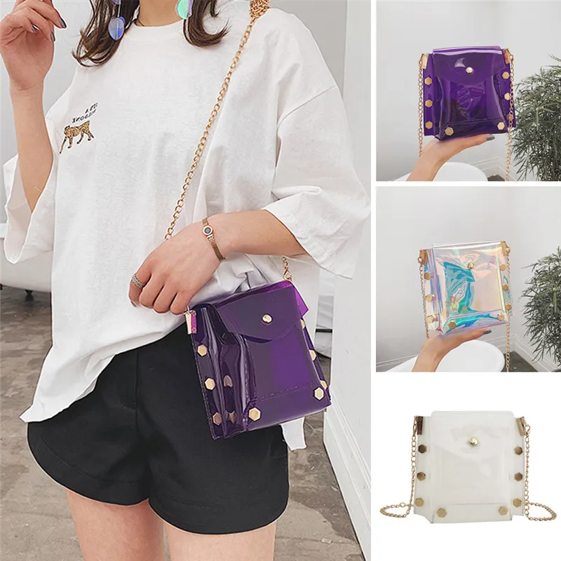 

NOENNAME_NULL Women Mini Transparent PVC Plastic Cross body Durable Summer Shoulder Bag