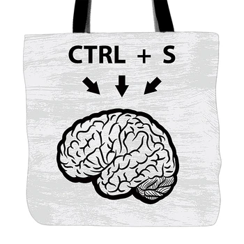 

Brain And Mathematical Formula Printing Tote Bag For Shopping Women White Canvas Hand Bags Double Sided Printing