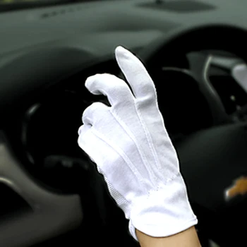 

1pair Summer Thin Drive Gloves Non-Slip Men Cycling Gloves Anti UV Breathable Auto Car Driving White Cotton Gloves